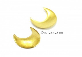 4 Connecteurs Plastron Demi Lune en laiton Brut - Dim. : 25 x 23 mm - Couleur Or