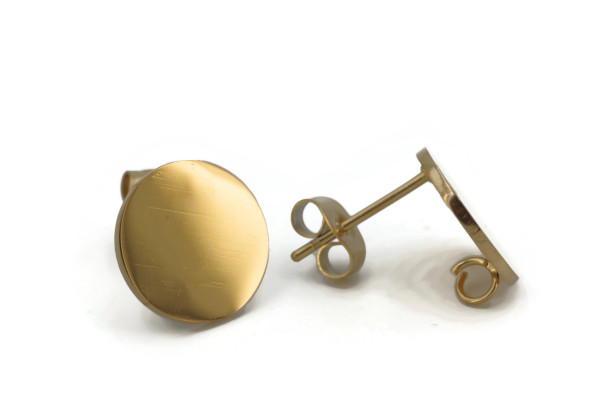 Support boucle d’oreille rond inox doré – DIY bijoux hypoallergénique