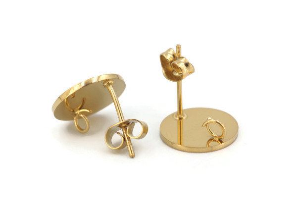 Support boucle d’oreille rond inox doré – DIY bijoux hypoallergénique
