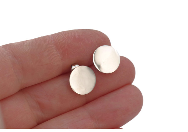 Support boucle d’oreille rond inox argent– DIY bijoux hypoallergénique