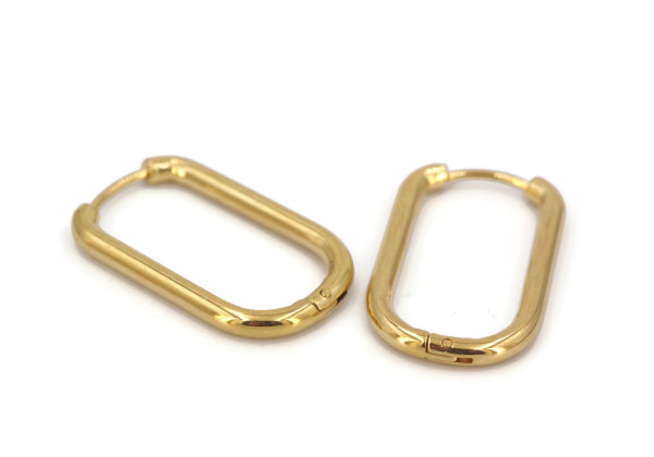 Créoles rectangulaires dorées 18x10 mm – Acier inox 316L (x2)