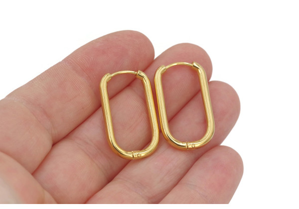 Créoles rectangulaires dorées 18x10 mm – Acier inox 316L (x2)