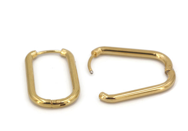 Créoles rectangulaires dorées 18x10 mm – Acier inox 316L (x2)