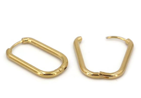 Créoles rectangulaires dorées 18x10 mm – Acier inox 316L (x2)