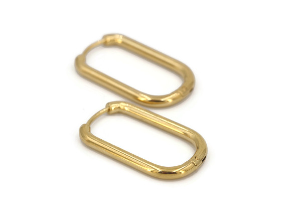 Créoles rectangulaires dorées 18x10 mm – Acier inox 316L (x2)