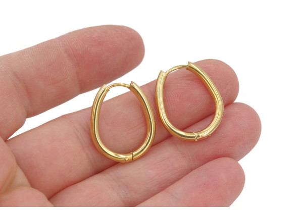 Créoles goutte dorées 22×18 mm – Acier inoxydable (x2)