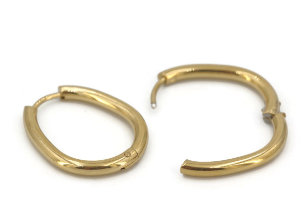 Créoles goutte dorées 22×18 mm – Acier inoxydable (x2)