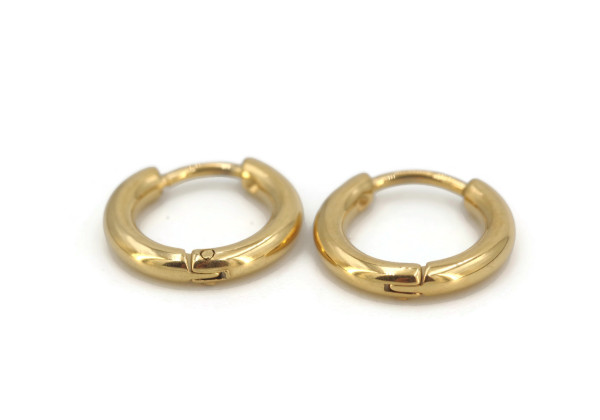 Mini créoles dorées 12 mm – Acier inoxydable (x2)