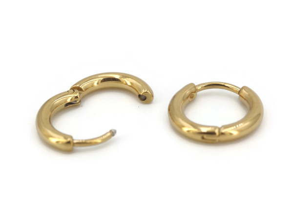 Mini créoles dorées 12 mm – Acier inoxydable (x2)