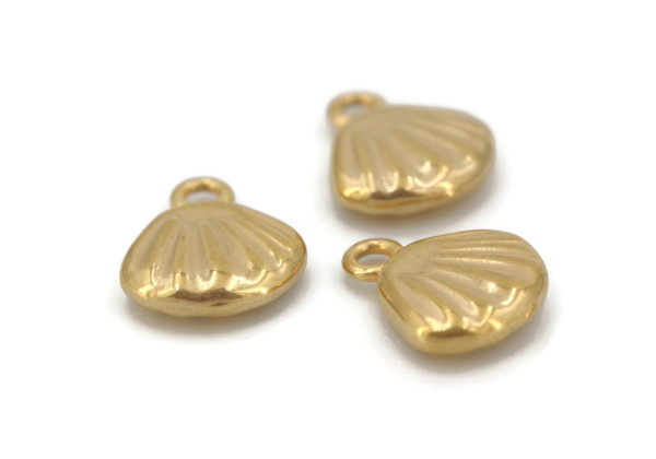 Breloque coquillage doré 10 mm – Acier inox 304 PVD pour bijoux DIY