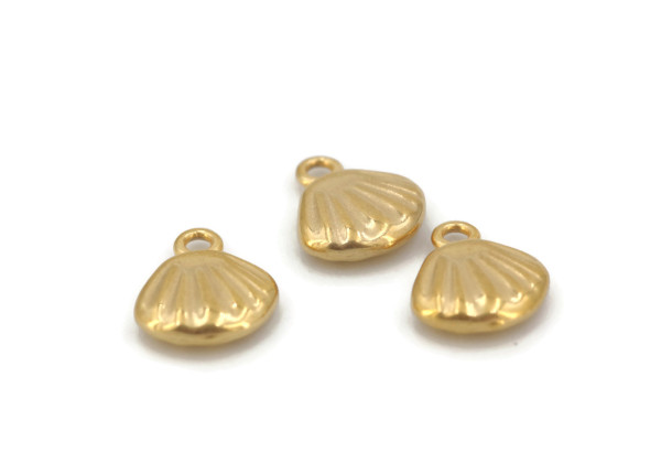 Breloque coquillage doré 10 mm – Acier inox 304 PVD pour bijoux DIY