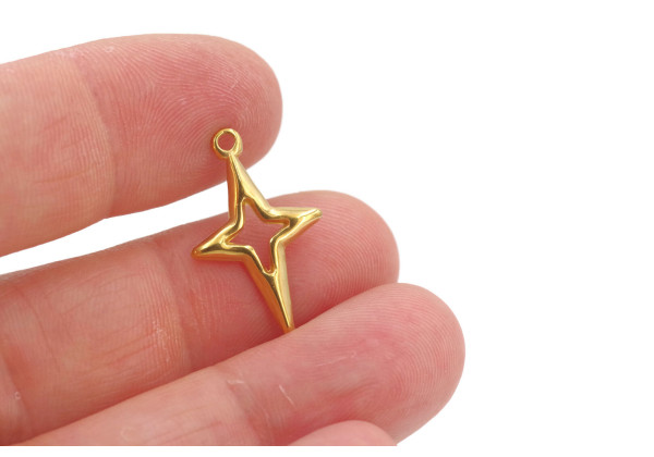 Breloque étoile filante dorée – Acier inox PVD – Bijoux DIY