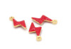 Mini breloque éclair rouge – Émail doré – Bijoux DIY colorés
