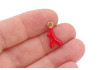 Charm corail rouge doré – Acier inox émaillé – 18 mm – Bijou DIY