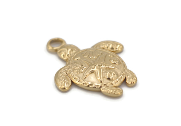 Charm tortue dorée – Acier inox 304 – Bijou DIY été – 23,5 mm