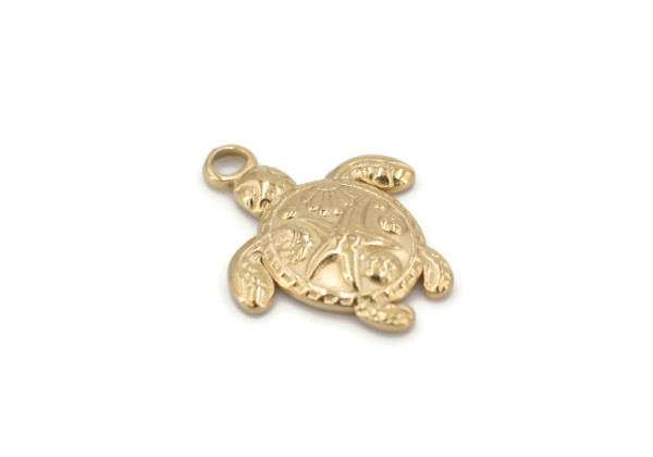Charm tortue dorée – Acier inox 304 – Bijou DIY été – 23,5 mm