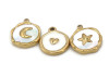 Charm nacre motif doré – Lune, étoile ou cœur – Acier inox 15 mm