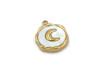 Charm nacre motif doré – Lune, étoile ou cœur – Acier inox 15 mm