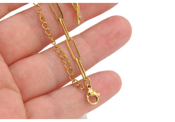 Bracelet maille trombone doré – Acier inox 304 PVD – 22 cm