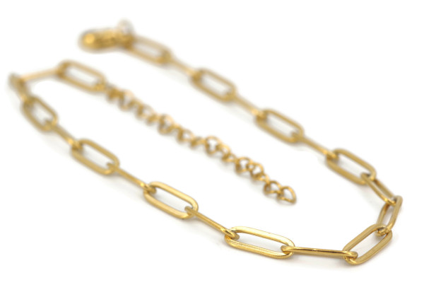 Bracelet maille trombone doré – Acier inox 304 PVD – 22 cm