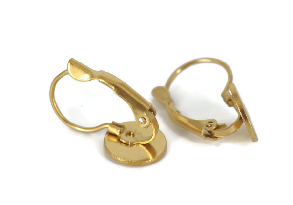 Dormeuses acier inox doré avec plateau 10 mm – Bijoux DIY