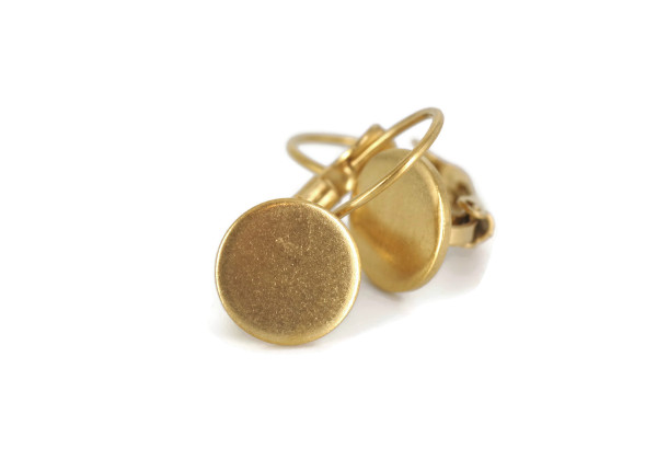 Dormeuses acier inox doré avec plateau 10 mm – Bijoux DIY