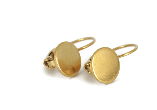 Dormeuses acier inox doré avec plateau 10 mm – Bijoux DIY