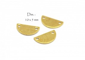 6 Connecteurs Demi Lune / Courbe - Dim. : 10 x 5 mm - Laiton Brut - Couleur Or