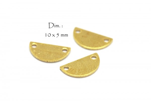 6 Connecteurs Demi Lune / Courbe - Dim. : 10 x 5 mm - Laiton Brut - Couleur Or