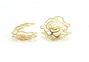 DESTOCKAGE - 4 Connecteurs Type Cages à Perles - Long. : 16 mm - Couleur Or Doré