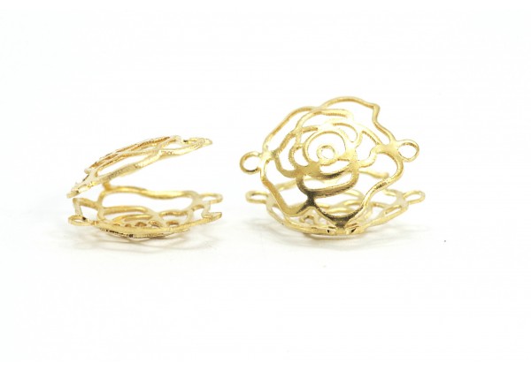 DESTOCKAGE - 4 Connecteurs Type Cages à Perles - Long. : 16 mm - Couleur Or Doré