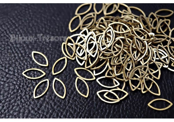 30 Anneaux fermés forme Navette - 12 x 6 mm - Epaisseur 1 mm - Couleur Doré
