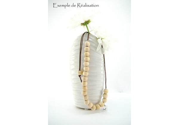 20 perles en bois naturel brut - Diam. 10 mm / Trou : 2.7 mm - Couleur brut sans vernis