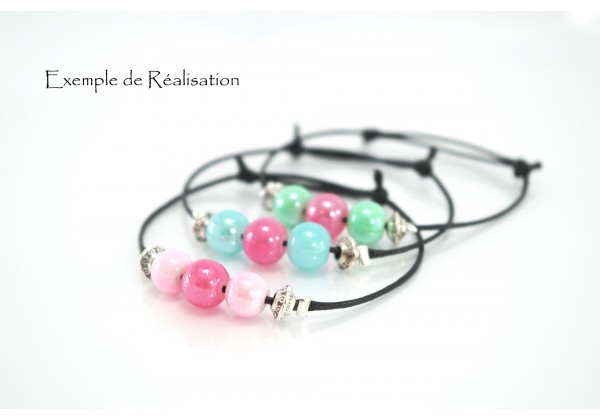 10 Perles en verre ultra brillantes - Diam. 8 mm - Couleur Effet Irisé Rose Fuchsia
