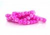 10 Perles en verre ultra brillantes - Diam. 8 mm - Couleur Effet Irisé Rose Fuchsia