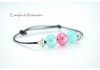 10 Perles en verre ultra brillantes - Diam. 8 mm - Couleur Effet Irisé Bleu Clair