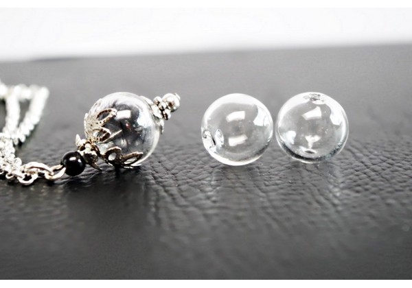 5 Perles bulle - Globe en verre soufflé - Diam. 13 mm - Verre Transparent