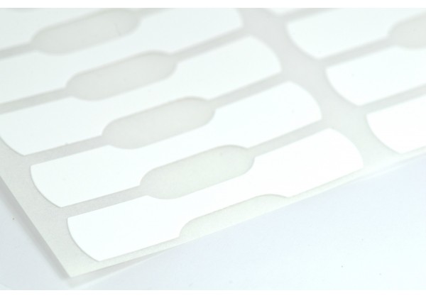 2 planches d'Etiquettes Prix autocollantes - Haut. : 10 mm / Long. : 49 mm - 48 Etiquettes bijouterie adhésives