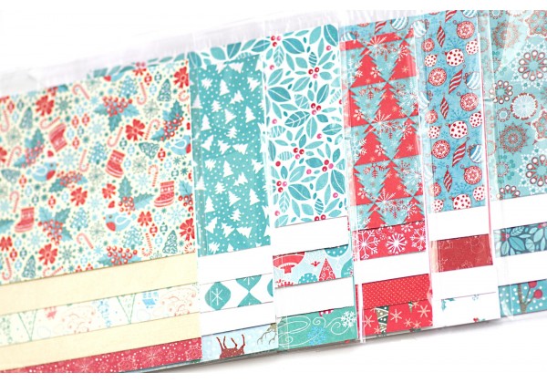 DESTOCKAGE - 5 jolies feuilles cartonnées inspiraton Noël - Format A6 (10x15 cm) - Thème "Noël en Bleu"