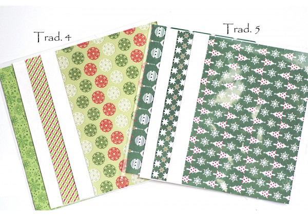 DESTOCKAGE - 5 jolies feuilles cartonnées inspiraton Noël - Format A6 (10x15 cm) - Thème "Tradition"