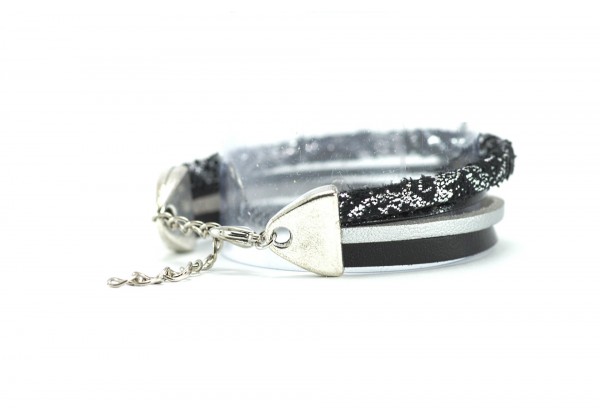 DIY - Kit pour la création d'un bracelet Manchette Multi-rangs - Version Noir et Argent