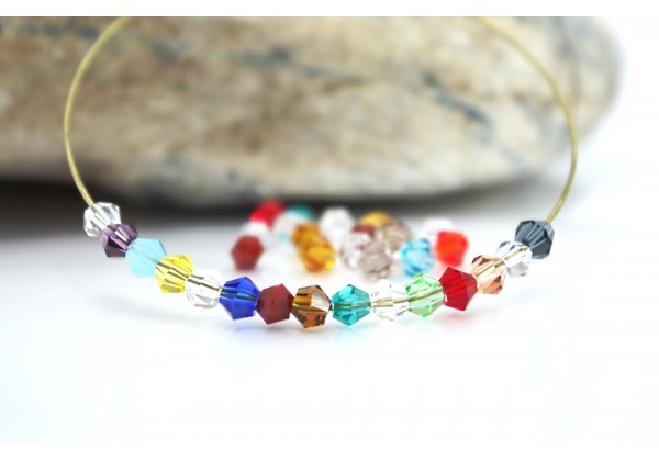 10 Perles toupies en verre - 4x3.5 mm - Trou : 1 mm - Lot Multicolore