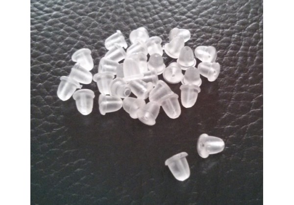 100 Embouts Poussoirs en plastique pour Boucles d'oreilles - 4 x 4 mm